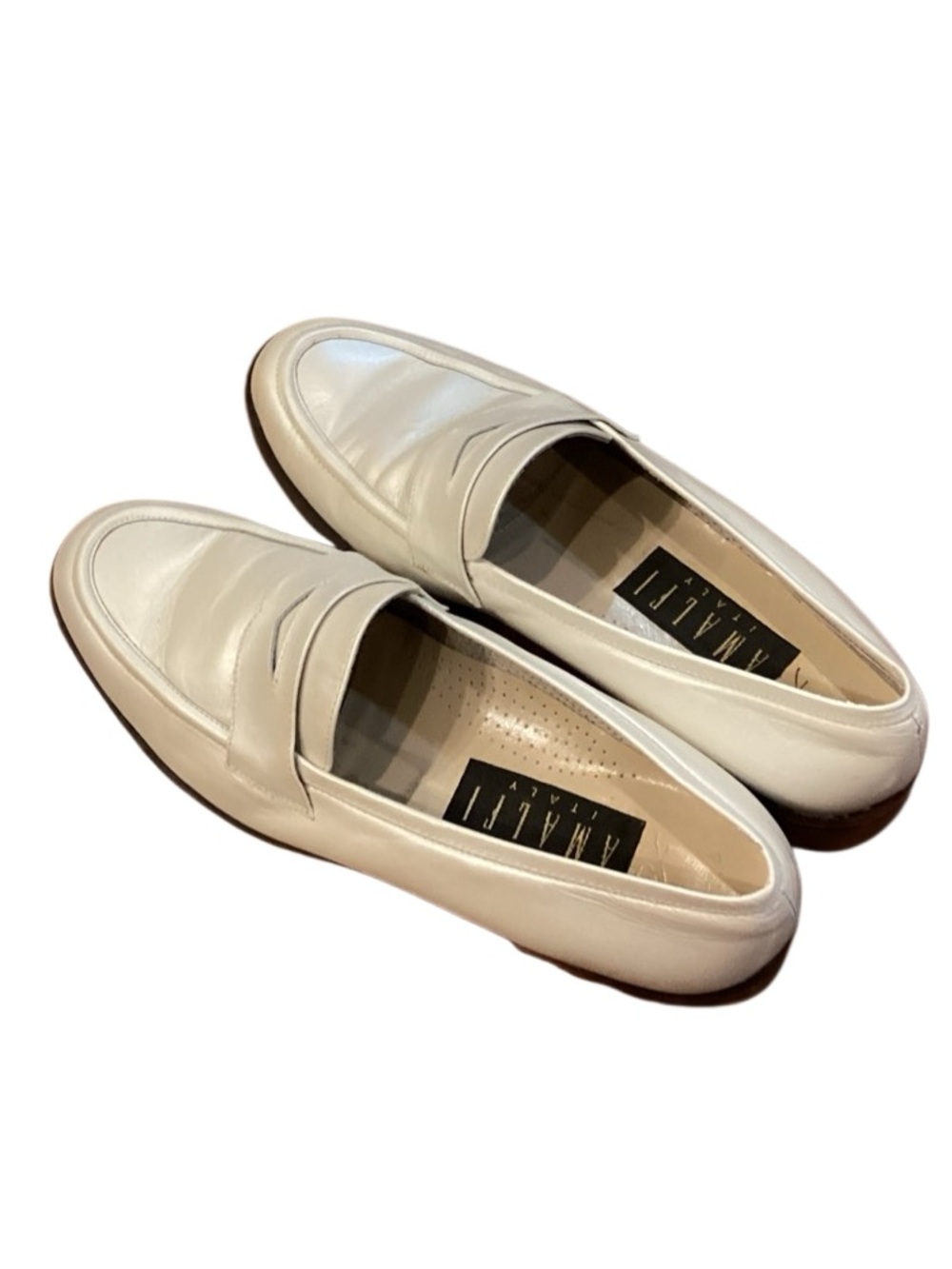 Amalfi Made in Italy Pearl white leather penny loafers size 8.5 - Picture 4 of 9